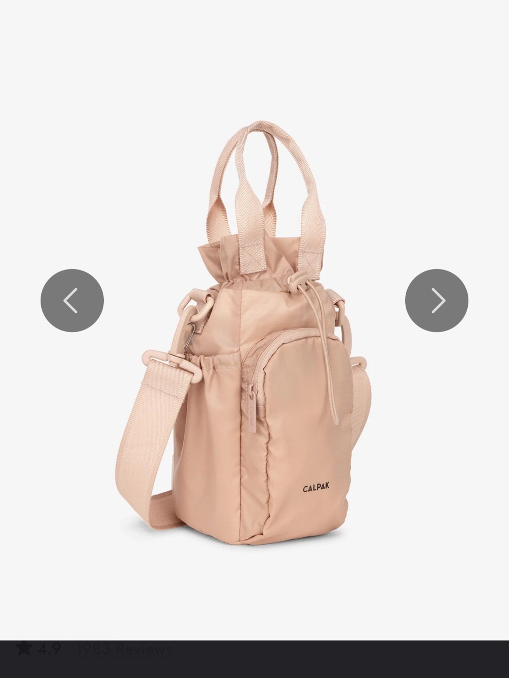 Calpak Blush Mini Drawstring Backpack Tote